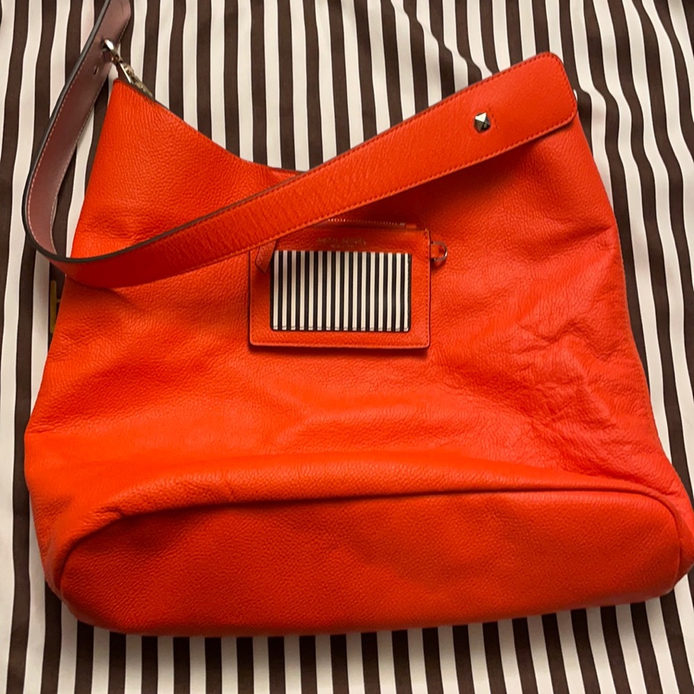 Large Orange Henri Bendel Hobo Shoulder Bag
